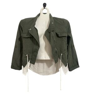 Brandon Thomas military style crop layered jacket